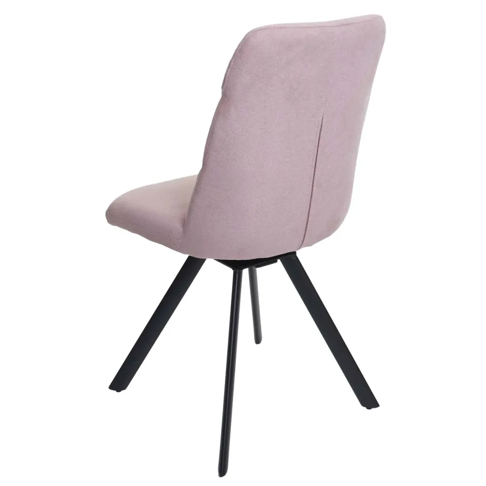 Lot de 2 chaises de salle à manger rotation à 90° dans les deux sens en velours rose structure en acier 04_0007360 avec Re...