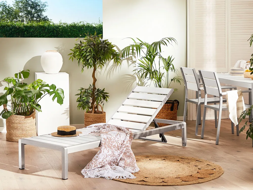 Professionnel Aluminium Reclining Sun Lounger Blanc pur NARDO