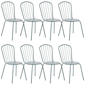 Set 8 En métal Garden Chairs Light Blue CALVI