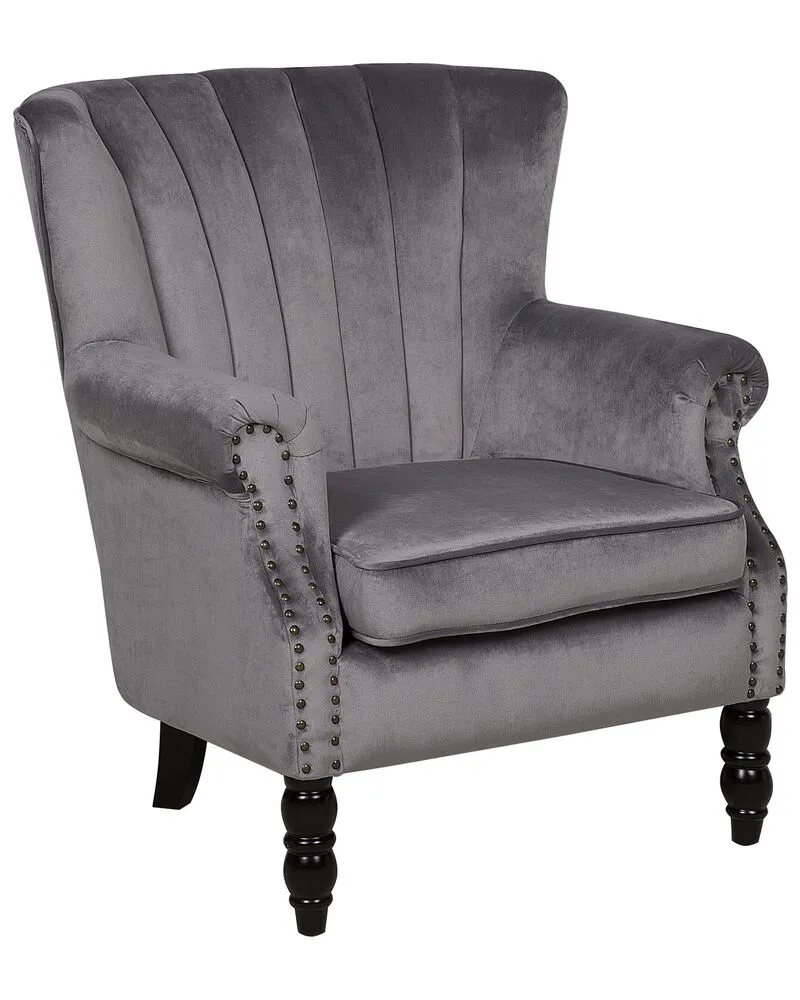 Wingback Chair SVEDALA Velours Grey