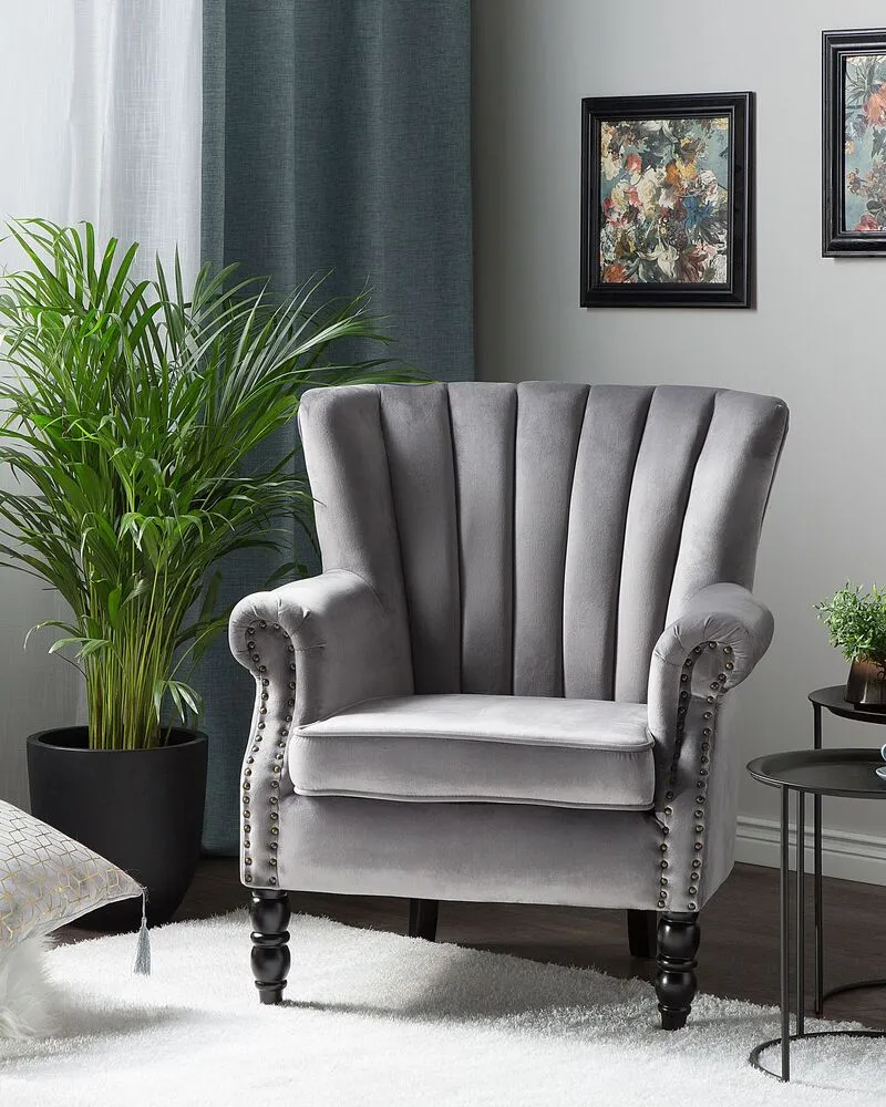 Wingback Chair SVEDALA Velours Grey