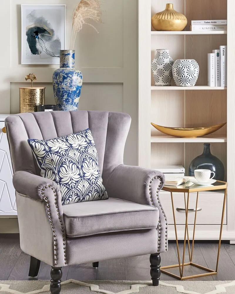 Wingback Chair SVEDALA Velours Grey