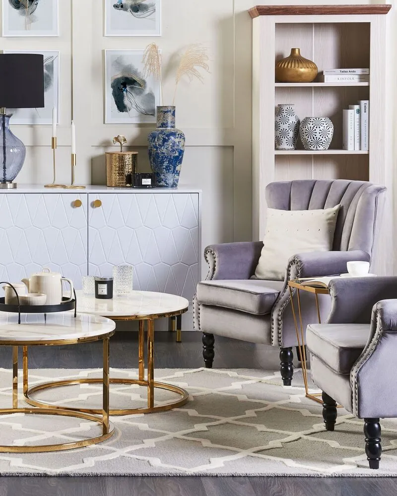 Wingback Chair SVEDALA Velours Grey