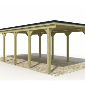 Carport bois castellane - 373 x 555 - 1 voiture - abri voiture - traité autoclave - montage élémentaire - feutre bitumeux...