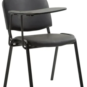 Chaise visiteur zone d'attente avec une petite table rabattable en tissu noir piètement à 4 pieds en métal 10_0002768