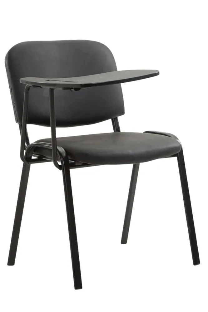 Chaise visiteur zone d'attente avec une petite table rabattable en tissu noir piètement à 4 pieds en métal 10_0002768