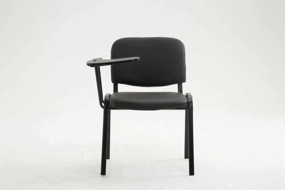 Chaise visiteur zone d'attente avec une petite table rabattable en tissu noir piètement à 4 pieds en métal 10_0002768