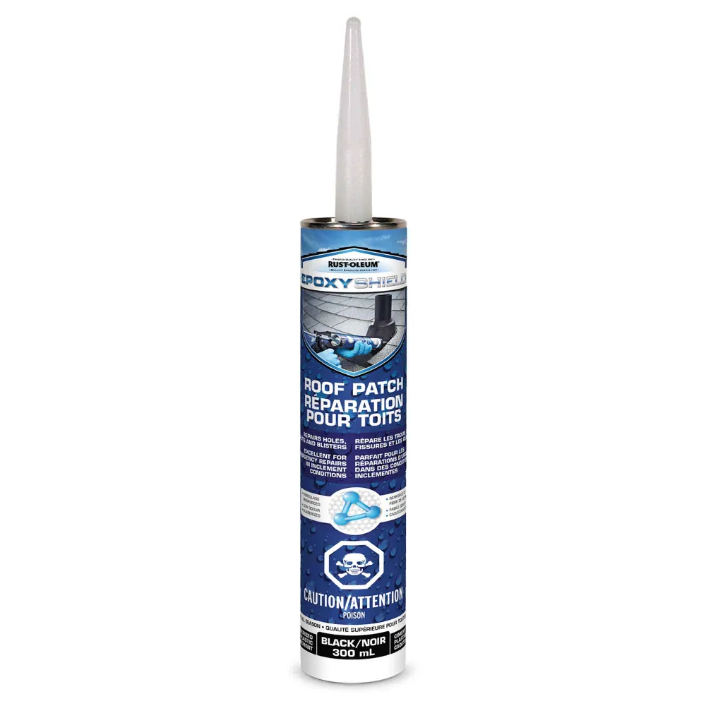 Ciment plastique noir toutes saisons pour réparation de toits EpoxyShield, 300 ml