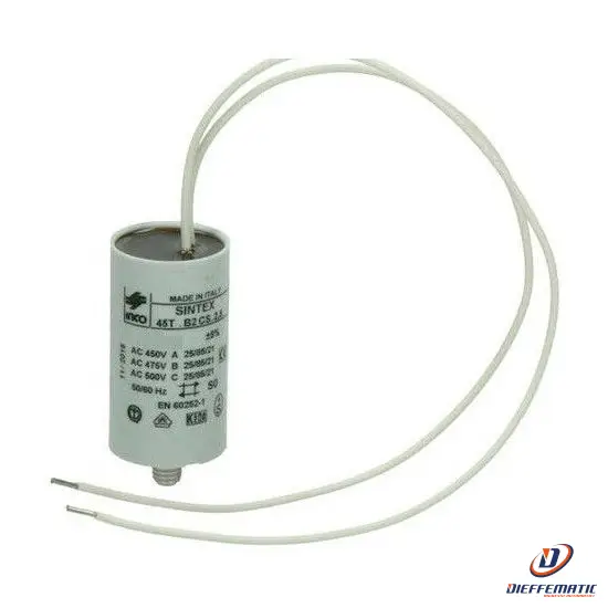 Condensatore Da 6,3 Uf Mf Microfarad Per Motori Elettrici Con Cavi Isolati 150Mm