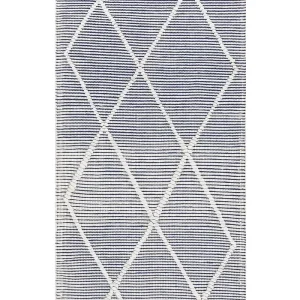 Coton lavé Area Rug 80 x 150 cm White and Blue SYNOPA