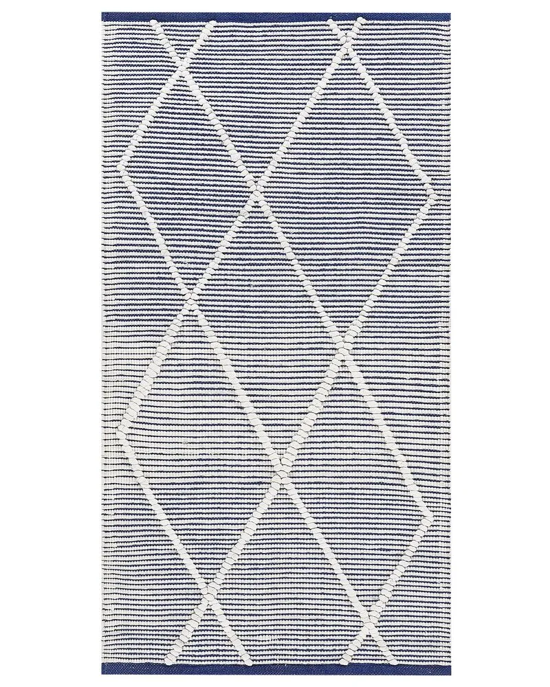 Coton lavé Area Rug 80 x 150 cm White and Blue SYNOPA