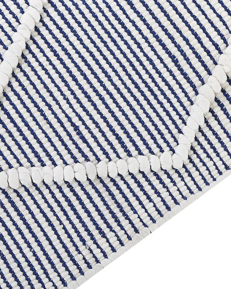 Coton lavé Area Rug 80 x 150 cm White and Blue SYNOPA