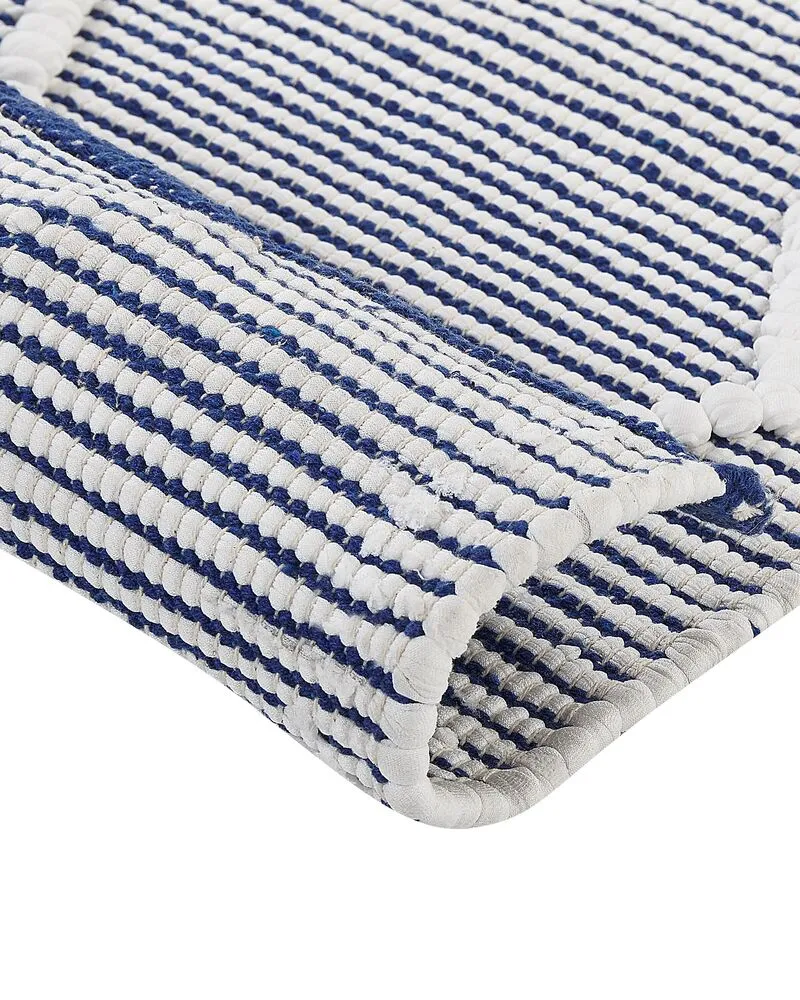 Coton lavé Area Rug 80 x 150 cm White and Blue SYNOPA
