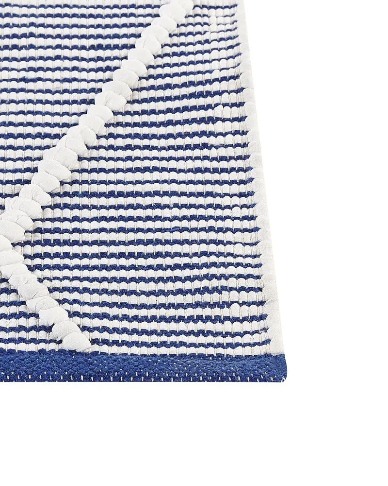Coton lavé Area Rug 80 x 150 cm White and Blue SYNOPA
