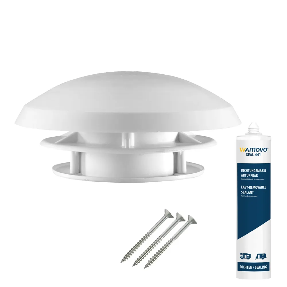 Dachlüfter Wohnmobil 20 cm weiß Dachstärke 20-45 mm + Dichtmasse + Schrauben