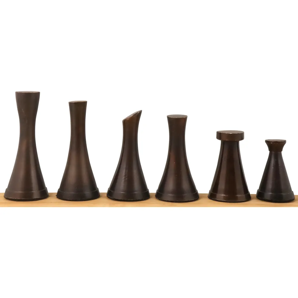 Ensemble de pièces d'échecs de luxe en laiton et métal de la série Tower 3.1" seulement - argent et antique