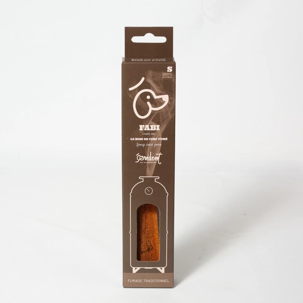 EXCLU - Bois de cerf fumé biseau fabi pour chiens gourmands et peu endurants taille s