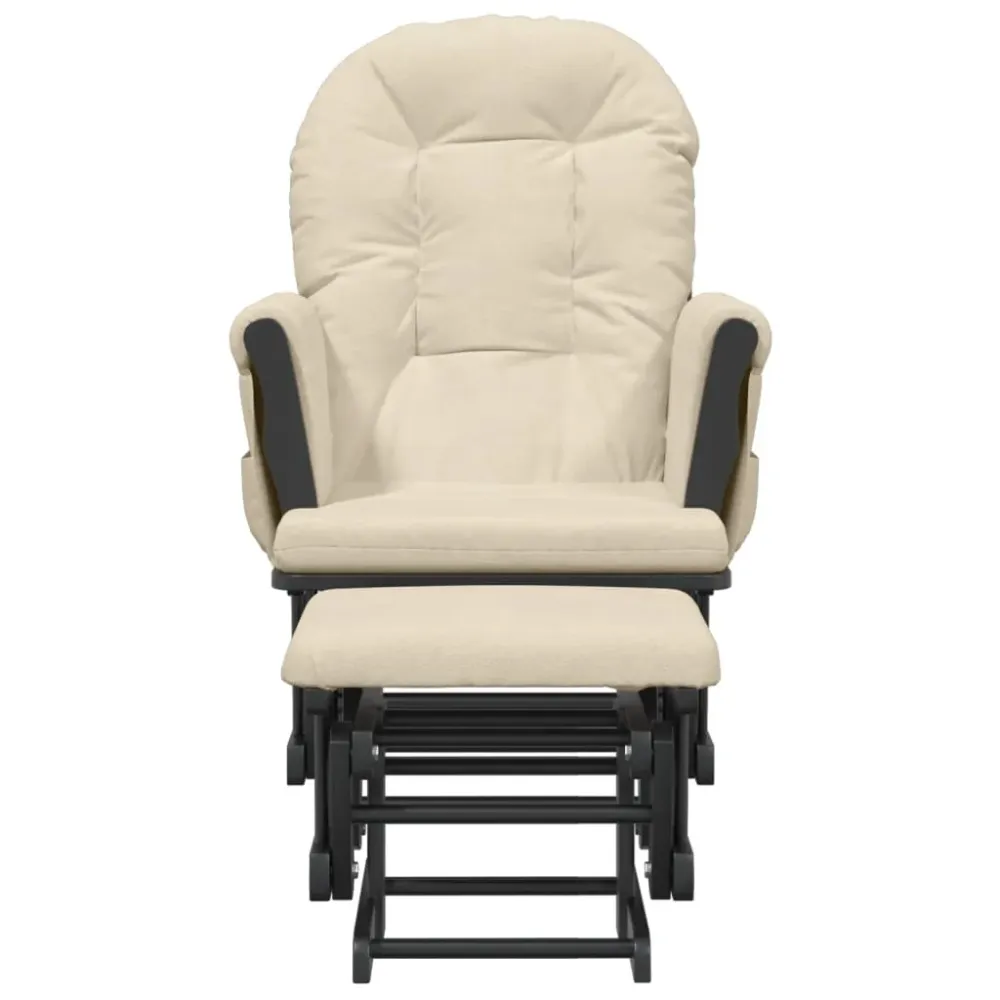Fauteuil de relaxation chaise berçante d'allaitement avec repose-pieds en tissu crème DEC028733