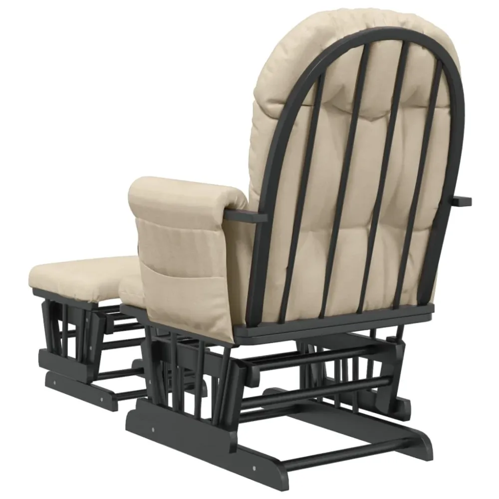 Fauteuil de relaxation chaise berçante d'allaitement avec repose-pieds en tissu crème DEC028733