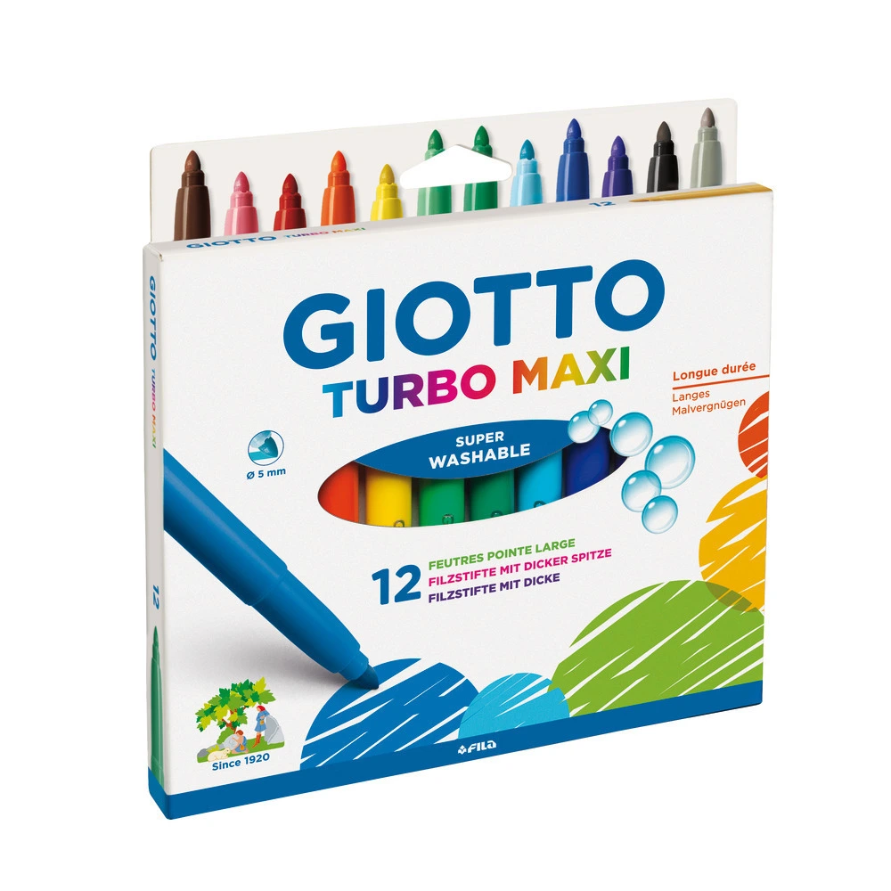 Feutres Giotto Turbo Maxi x 12, dans étui avec accroche Giotto