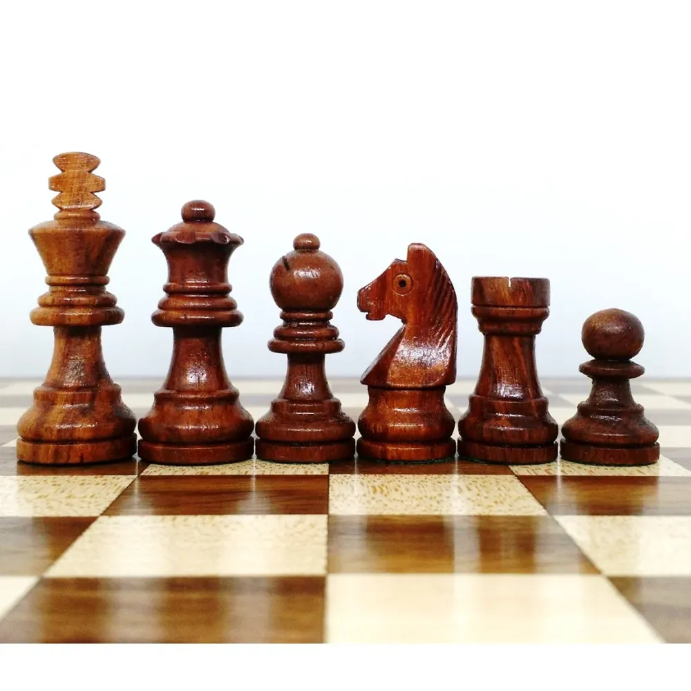 Gros jeu d'échecs de voyage 10 pouces avec tiroir - Jeu magnétique - Bois de rose doré