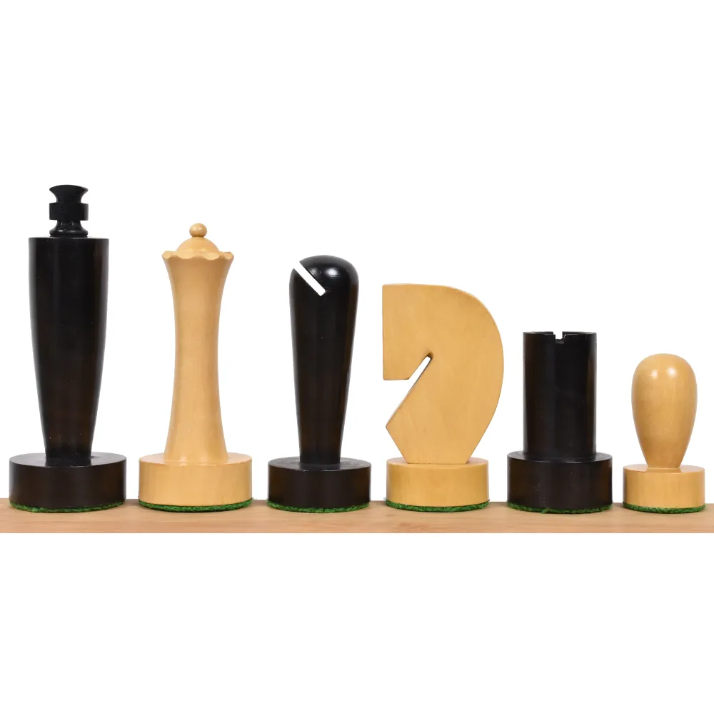 Jeu d'échecs contemporain minimaliste Berliner 3.9" - Pièces d'échecs uniquement - Buis ébénisé lesté