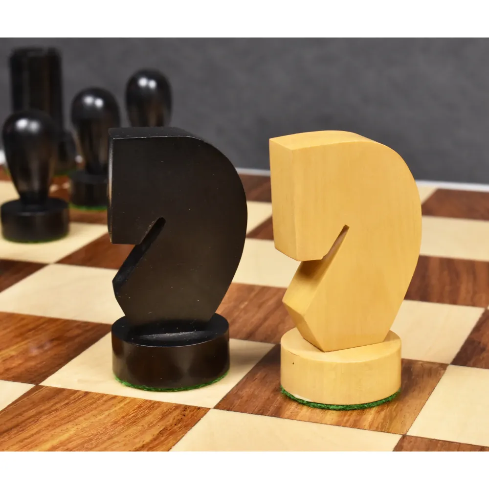 Jeu d'échecs contemporain minimaliste Berliner 3.9" - Pièces d'échecs uniquement - Buis ébénisé lesté
