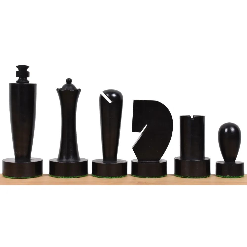 Jeu d'échecs contemporain minimaliste Berliner 3.9" - Pièces d'échecs uniquement - Buis ébénisé lesté