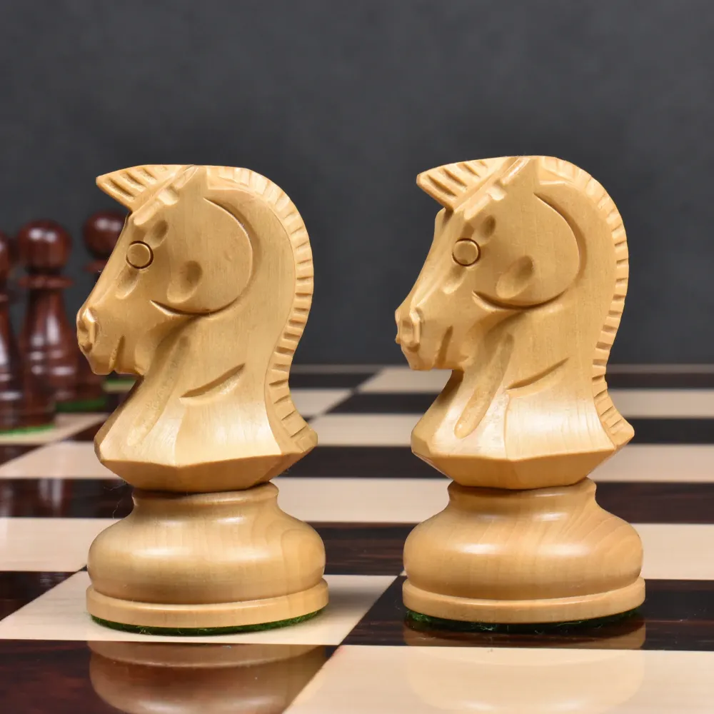 Jeu d'échecs Dubrovnik des années 1970 - Pièces d'échecs uniquement - Bois de rose doublement lesté - Roi de 3,8 pouces