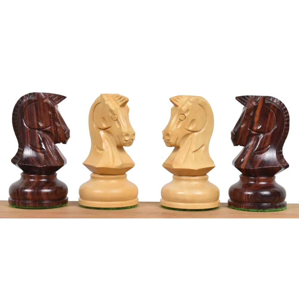 Jeu d'échecs Dubrovnik des années 1970 - Pièces d'échecs uniquement - Bois de rose doublement lesté - Roi de 3,8 pouces