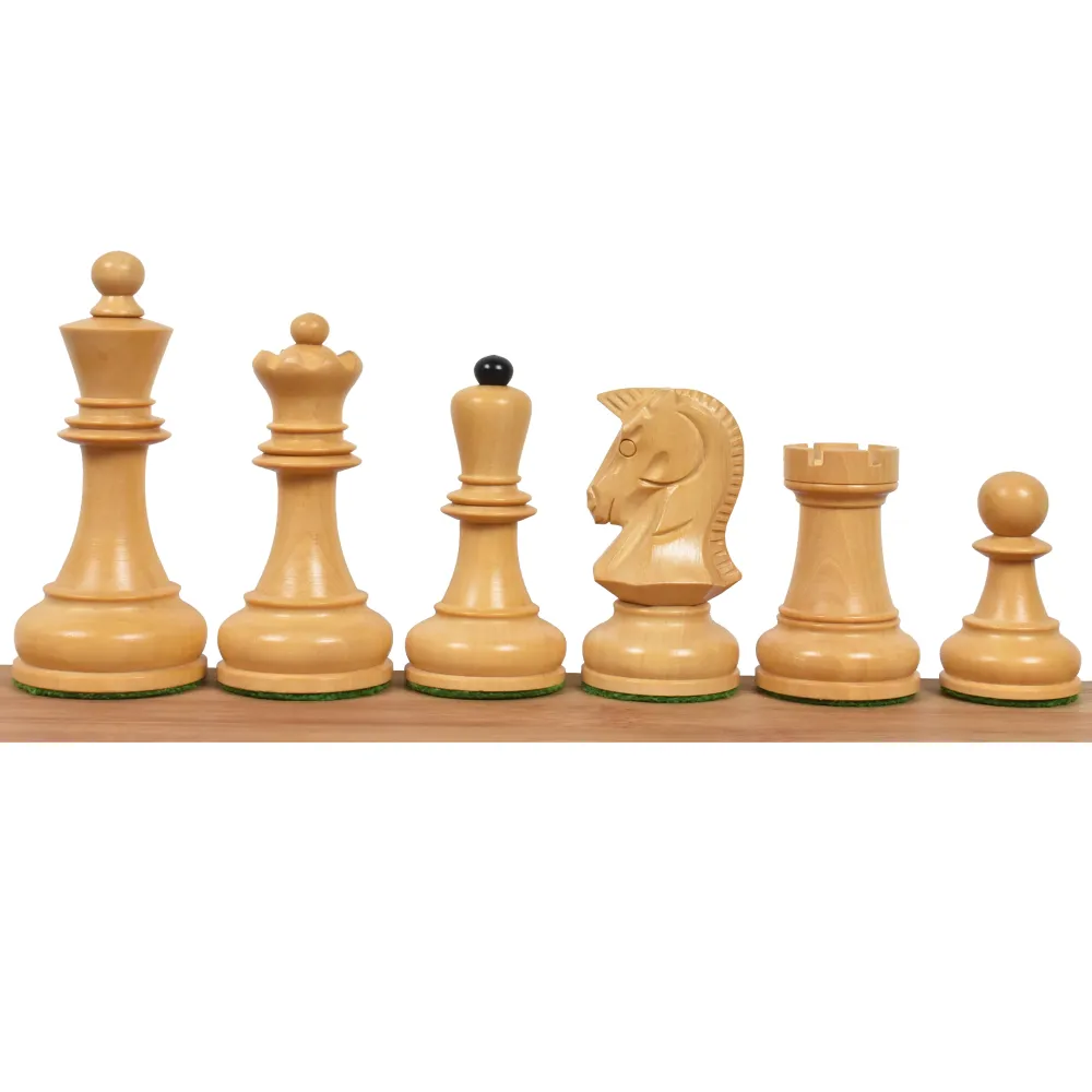 Jeu d'échecs Dubrovnik des années 1970 - Pièces d'échecs uniquement - Bois d'ébène doublement lesté - Roi de 3,8 pouces