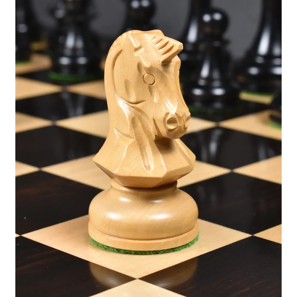 Jeu d'échecs Dubrovnik des années 1970 - Pièces d'échecs uniquement - Bois d'ébène doublement lesté - Roi de 3,8 pouces