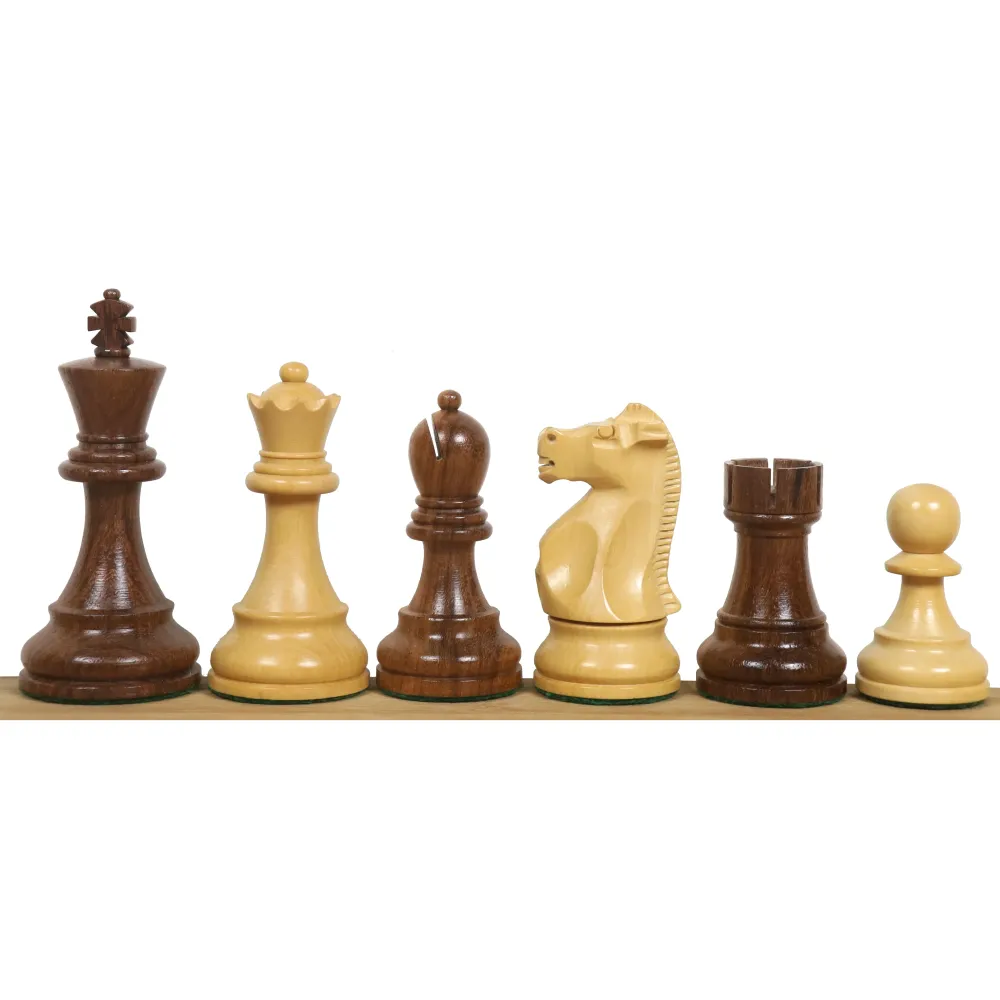Jeu d'échecs Fischer Spassky du Championnat de 1972 - Pièces d'échecs uniquement - Bois de rose doré et buis doublement lesté