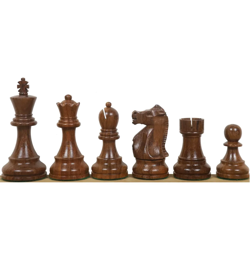Jeu d'échecs Fischer Spassky du Championnat de 1972 - Pièces d'échecs uniquement - Bois de rose doré et buis doublement lesté