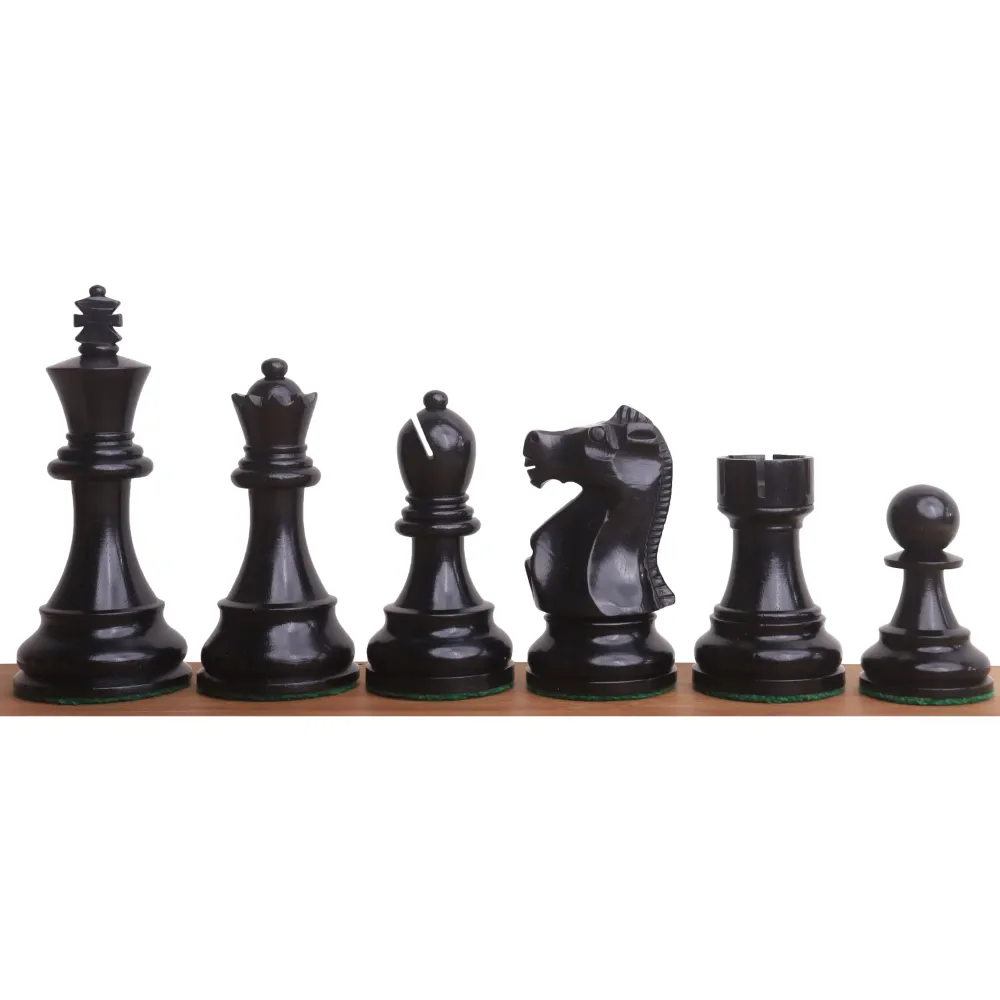 Jeu d'échecs Fischer Spassky du Championnat de 1972 - Pièces d'échecs uniquement - Bois d'ébène doublement lesté
