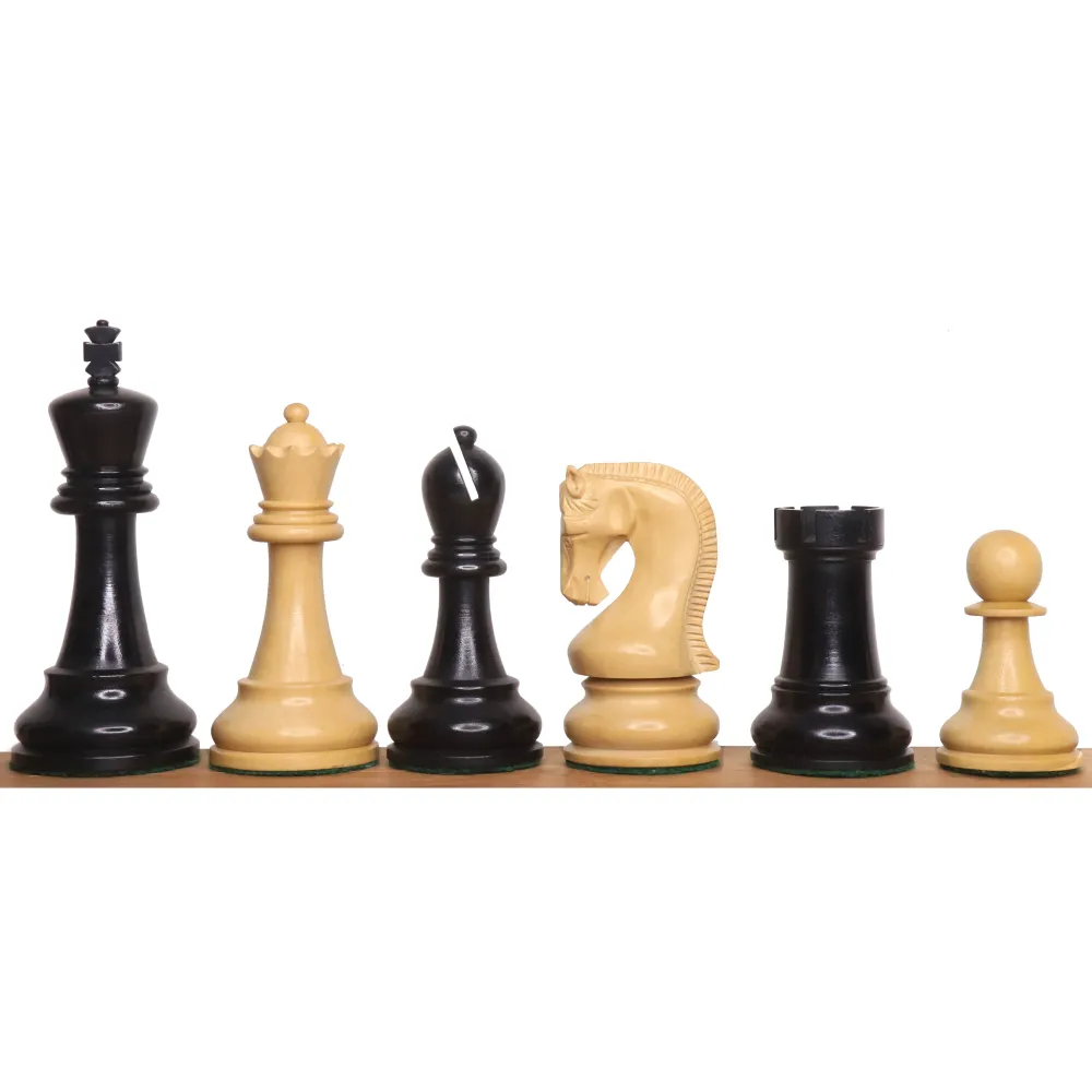 Jeu d'échecs Leningrad Staunton - Pièces d'échecs uniquement - Buis ébénisé - Roi de 4 pouces