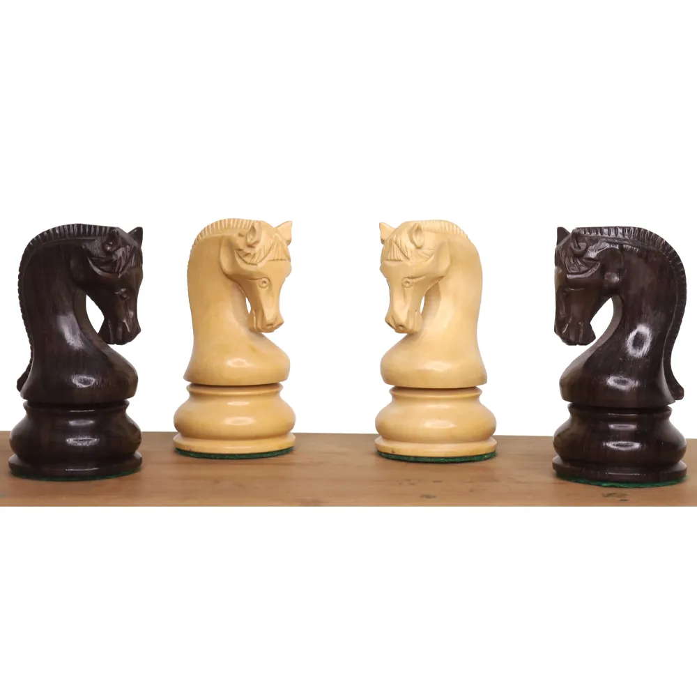 Jeu d'échecs Leningrad Staunton - Pièces d'échecs uniquement - Bois de rose et buis - Roi de 4 pouces