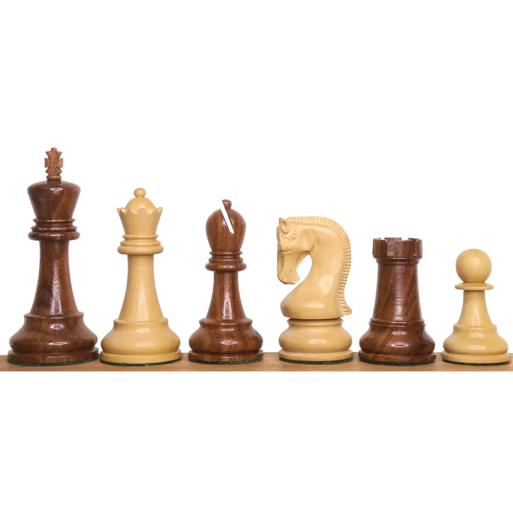 Jeu d'échecs Leningrad Staunton - Pièces d'échecs seules - Palissandre doré et buis - Roi de 4 pouces