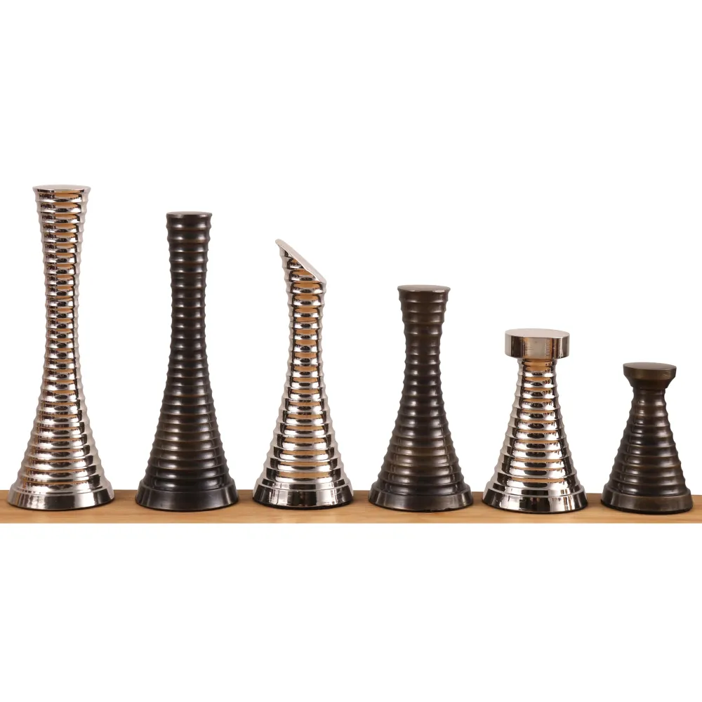 Jeu d'échecs de luxe en laiton et métal 3.9" - Pièces d'échecs uniquement - Argent et échecs antiques