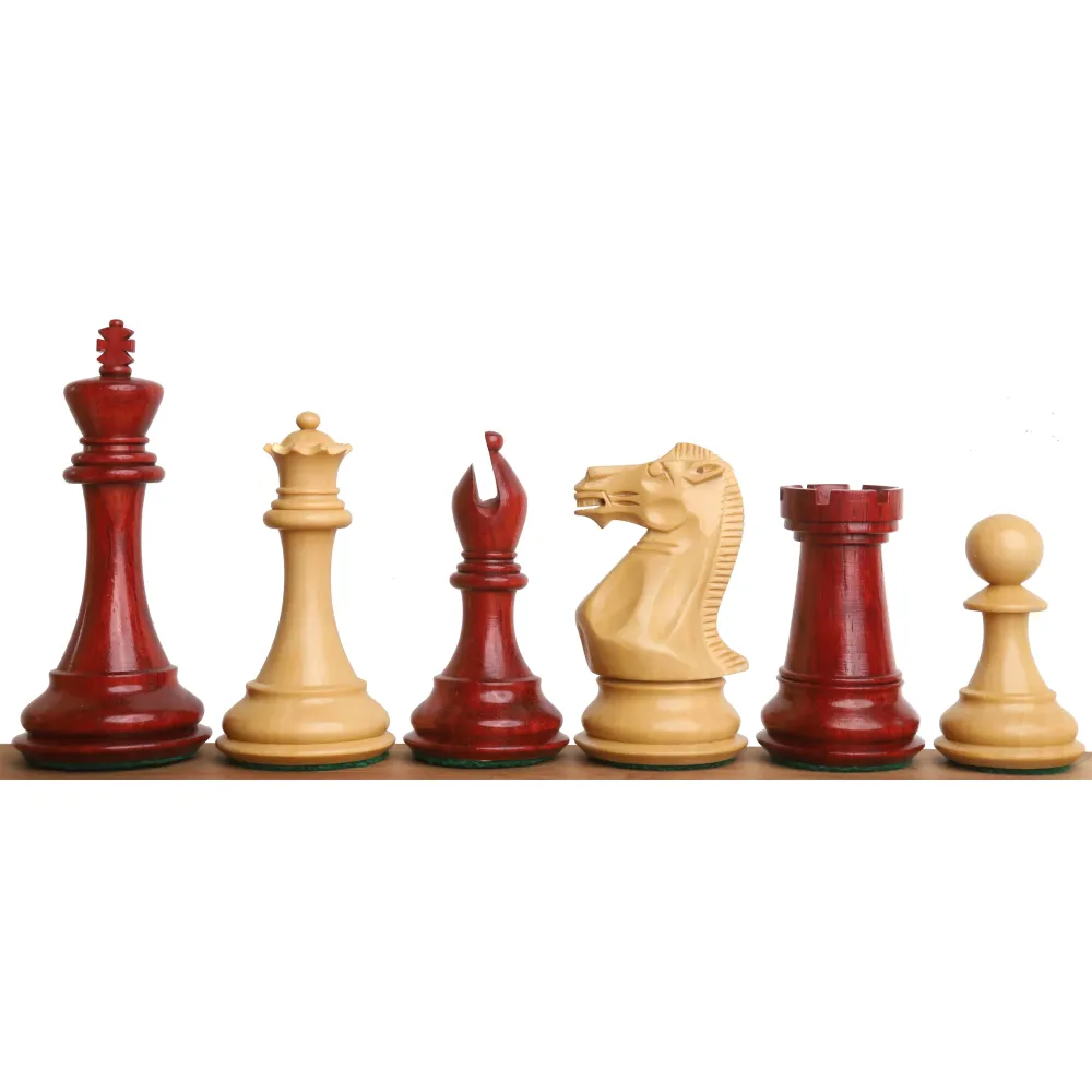 Jeu d'échecs de luxe 4" Lisse Staunton - Pièces d'échecs uniquement - Bois de rose Bud à trois poids