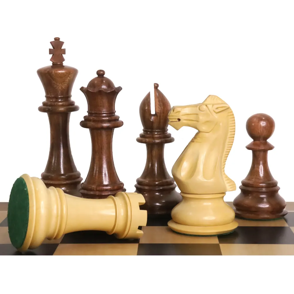 Jeu d'échecs de luxe Maxi Pro Staunton 6.3" - Pièces d'échecs uniquement - Bois de rose doré et buis