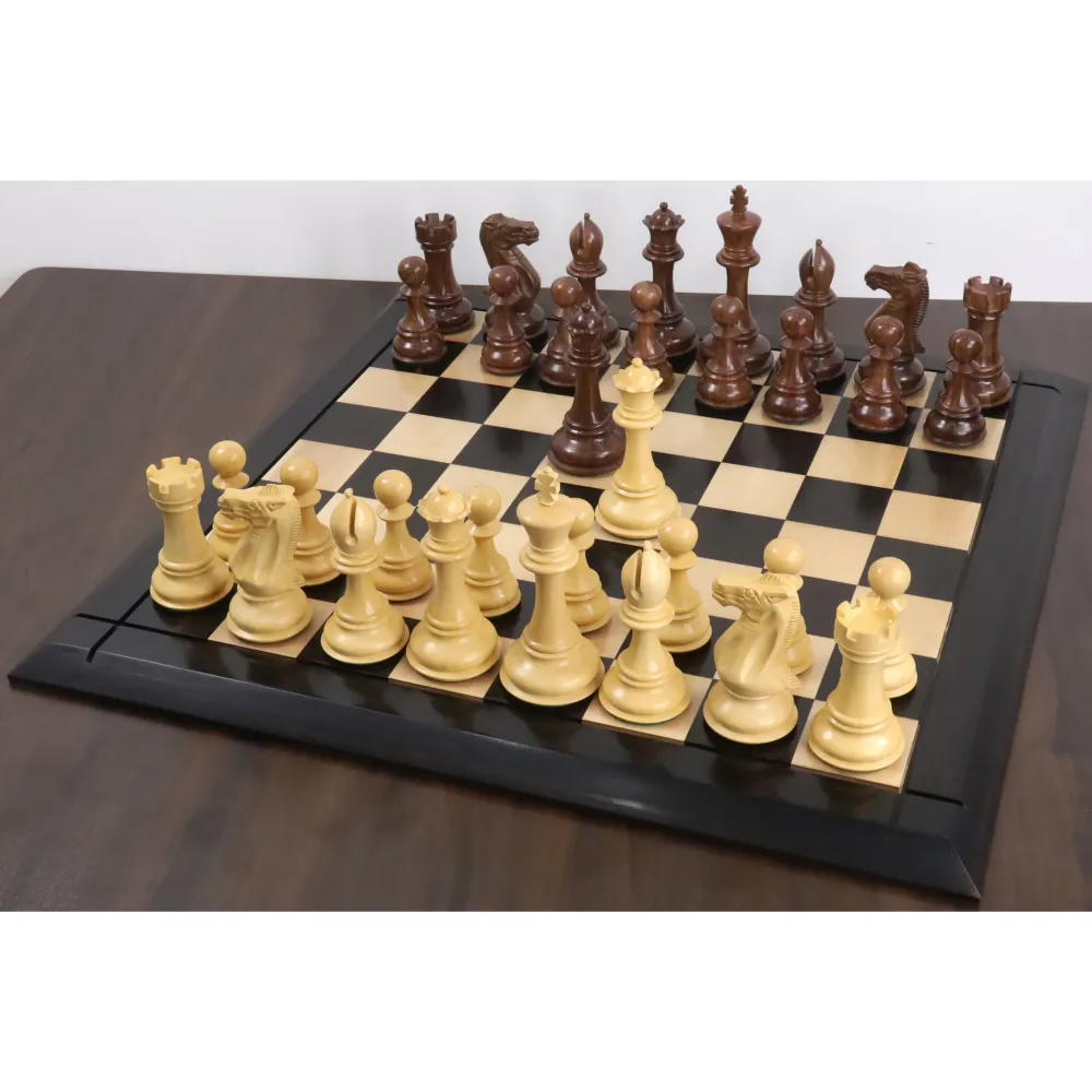 Jeu d'échecs de luxe Maxi Pro Staunton 6.3" - Pièces d'échecs uniquement - Bois de rose doré et buis