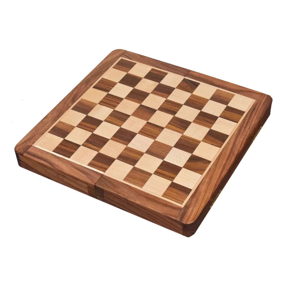Jeu d'échecs magnétique en bois 10" Travel doré bois de rose