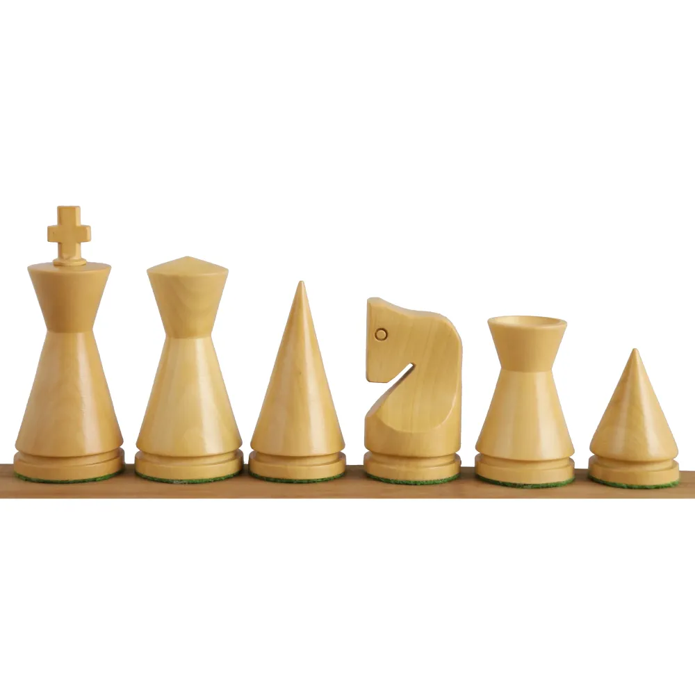 Jeu d'échecs minimaliste russe Poni 3.1" - Pièces d'échecs uniquement - Bois de rose doré et buis