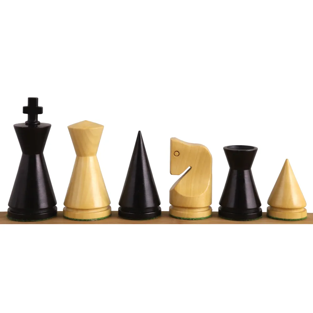 Jeu d'échecs minimaliste russe Poni 3.1" - Pièces d'échecs uniquement - Buis et Buis ébénisé