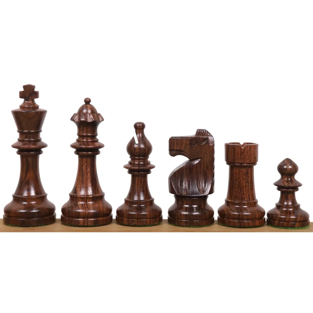 Jeu d'échecs W.T. Pinney Staunton 3.8" reproduit - Pièces d'échecs uniquement - Bois de rose lesté