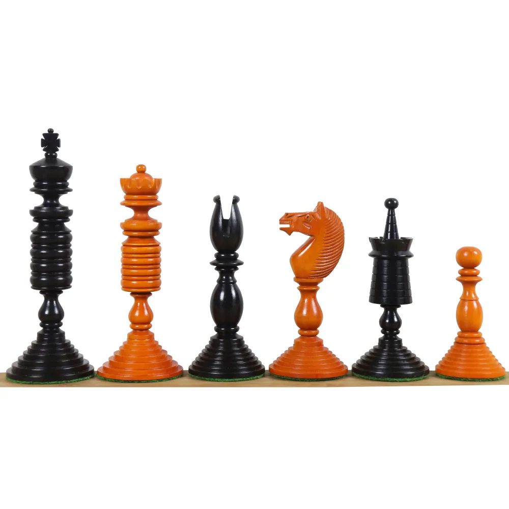Jeu d'échecs 4.7" Pre-Staunton - Pièces d'échecs uniquement - Ebène doublement lesté et buis antique