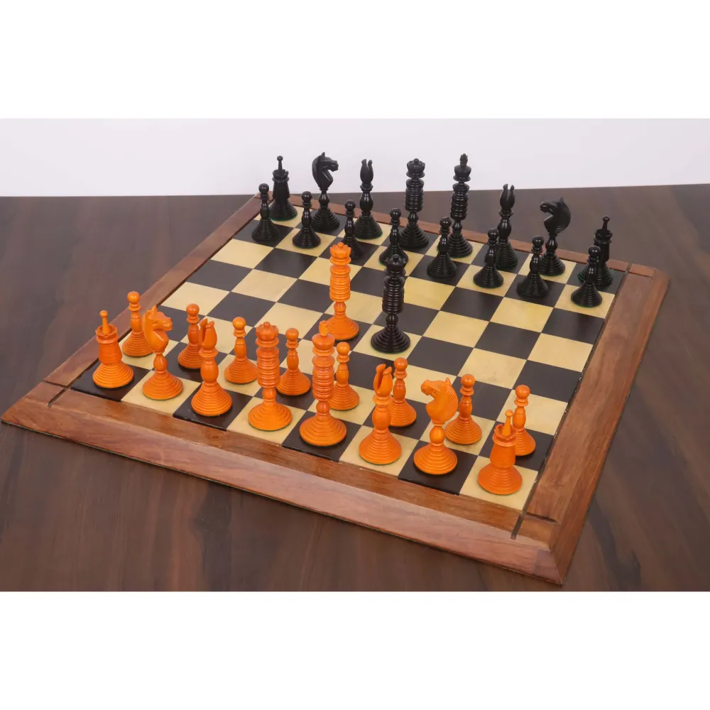 Jeu d'échecs 4.7" Pre-Staunton - Pièces d'échecs uniquement - Ebène doublement lesté et buis antique