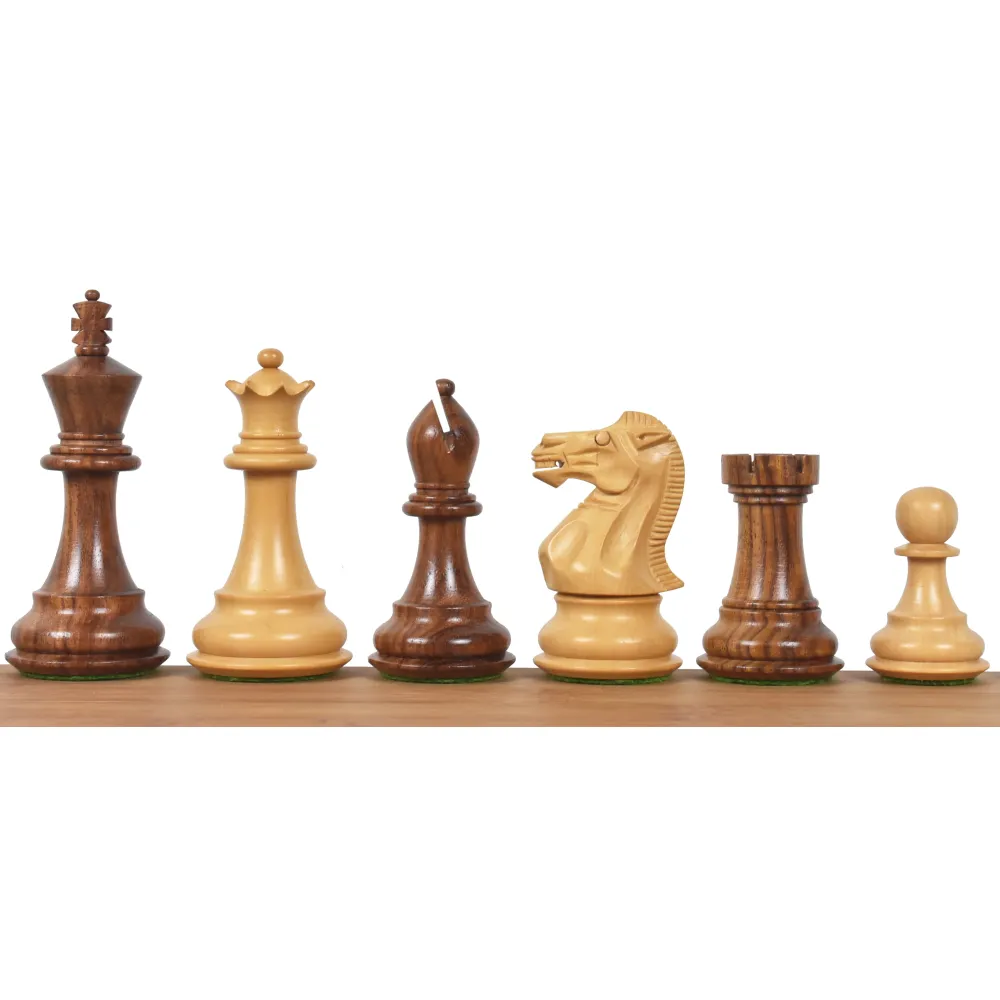 Jeu d'échecs professionnel Staunton 3.6" - Pièces d'échecs uniquement - Bois de rose doré lesté