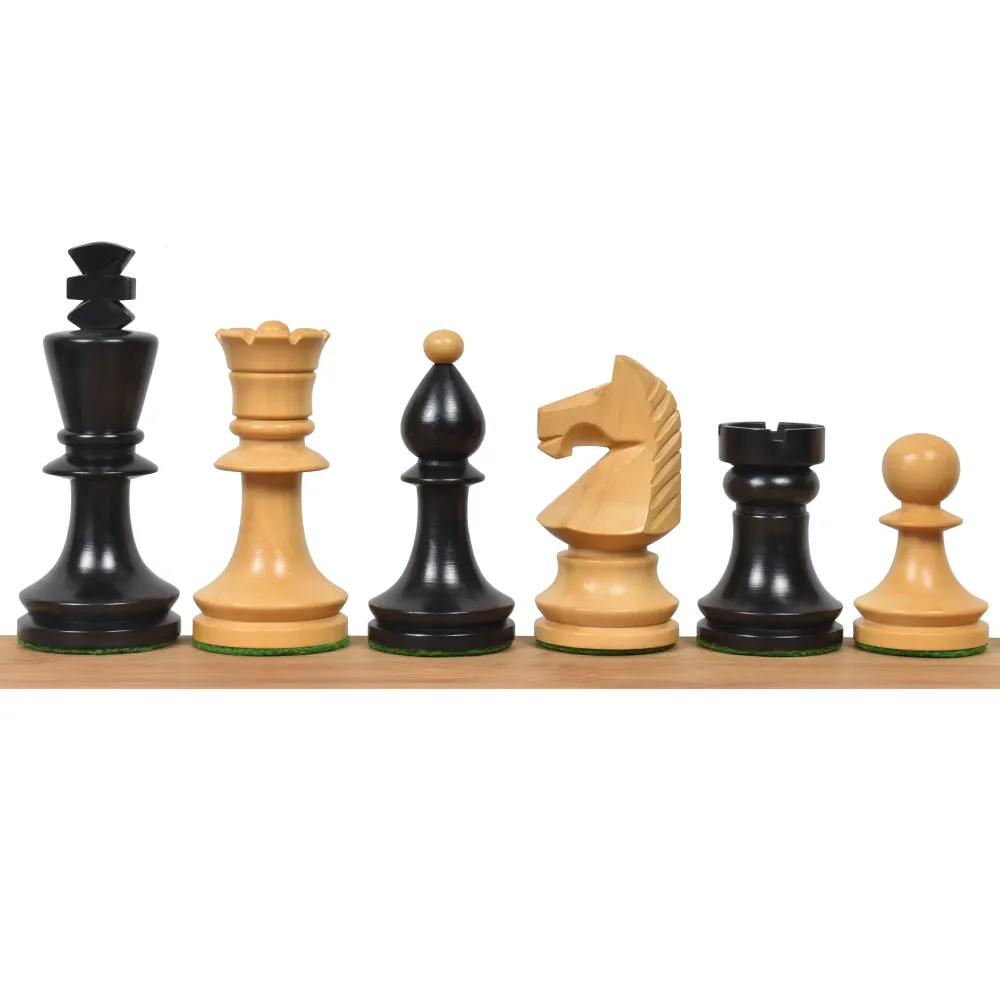 Jeu d'échecs roumain hongrois 3.8" - Pièces d'échecs uniquement - buis ébénisé lesté